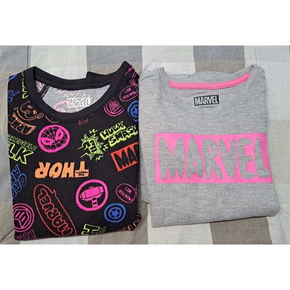 Spotted Zebra Marvel Girls Long-Sleeve‎ Thermal T-Shirts,2 pack Sz S (6-7)